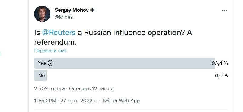 Туитът на Сергей Мохов